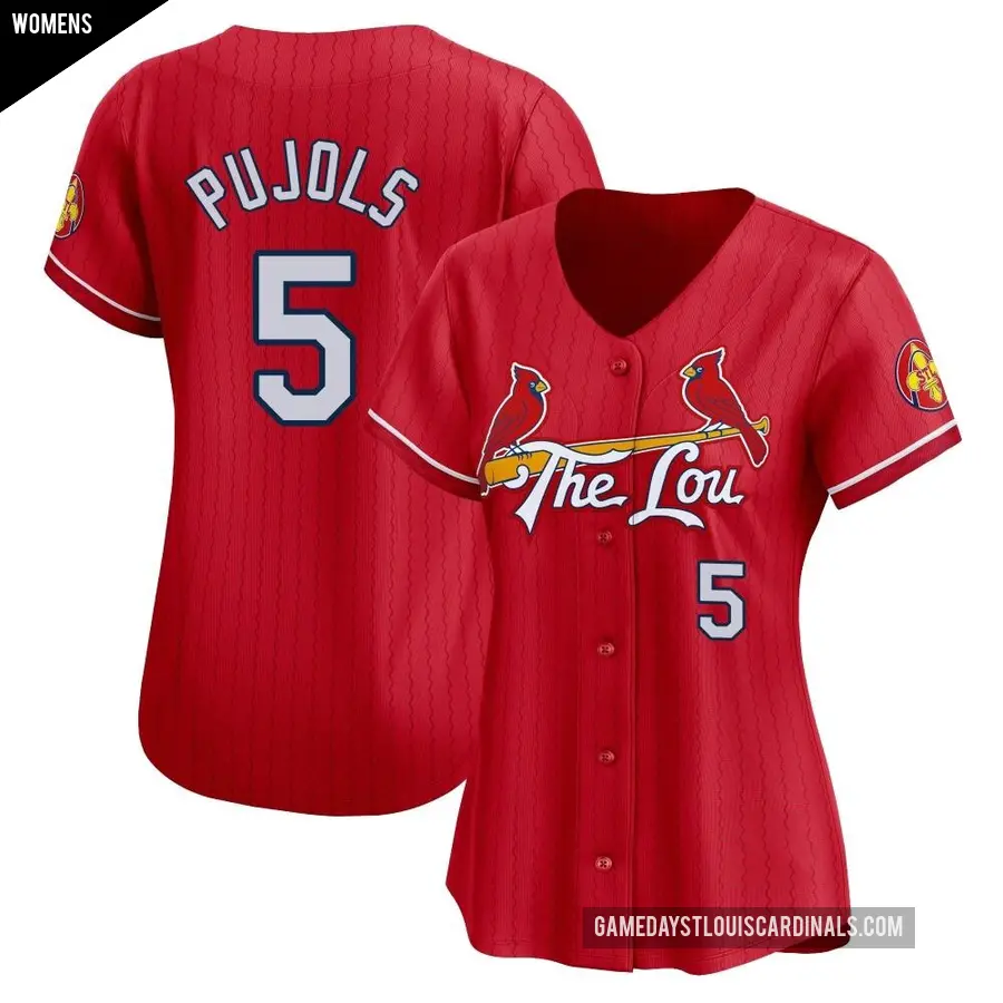 Women's St. Louis Cardinals ＃5 Albert Pujols Limited Red 2024 City Connect Jersey