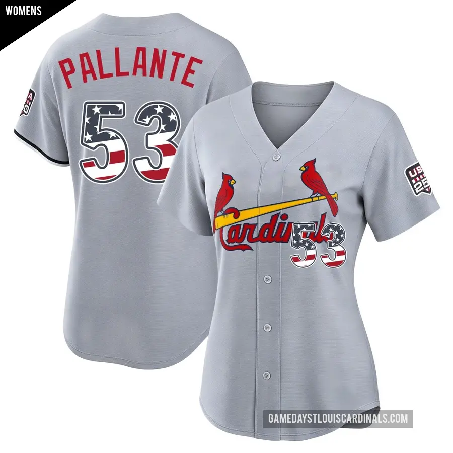 Women's St. Louis Cardinals ＃53 Andre Pallante Limited Gray USA 250 Fourth Of July Road Stadium Jersey