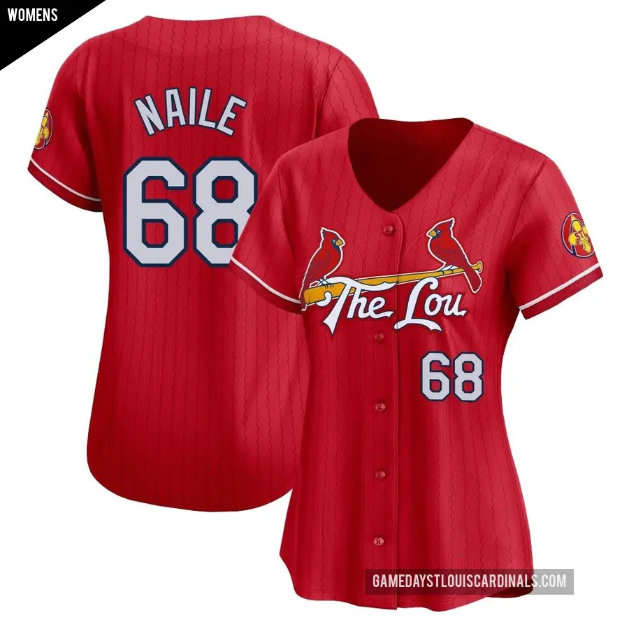 Women's St. Louis Cardinals ＃68 James Naile Limited Red 2024 City Connect Jersey