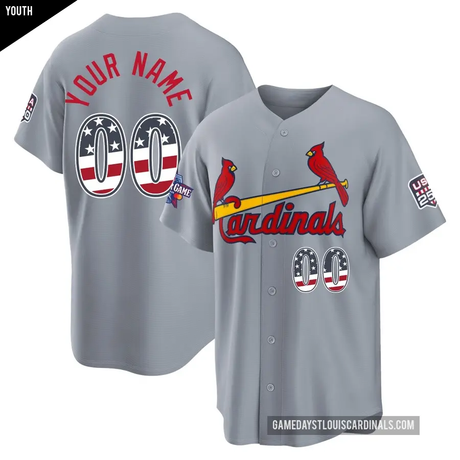Youth St. Louis Cardinals ＃00 Custom Limited Gray 2026 All-Star Edition Stars & Stripes Road Stadium Jersey