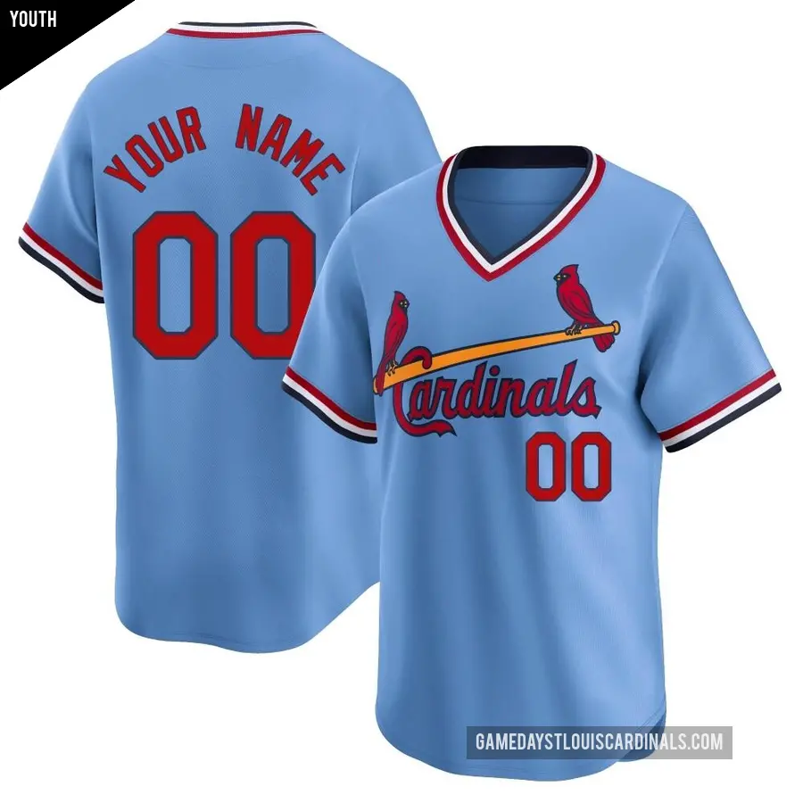 Youth St. Louis Cardinals ＃00 Custom Limited Light Blue Cooperstown Collection Jersey
