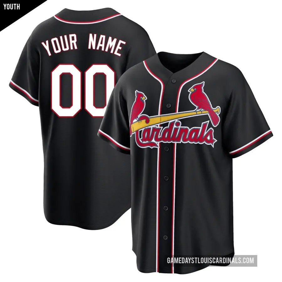 Youth St. Louis Cardinals ＃00 Custom Replica Black Fashion Out Jersey