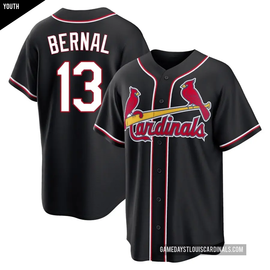 Youth St. Louis Cardinals ＃13 Leonardo Bernal Replica Black Fashion Out Jersey