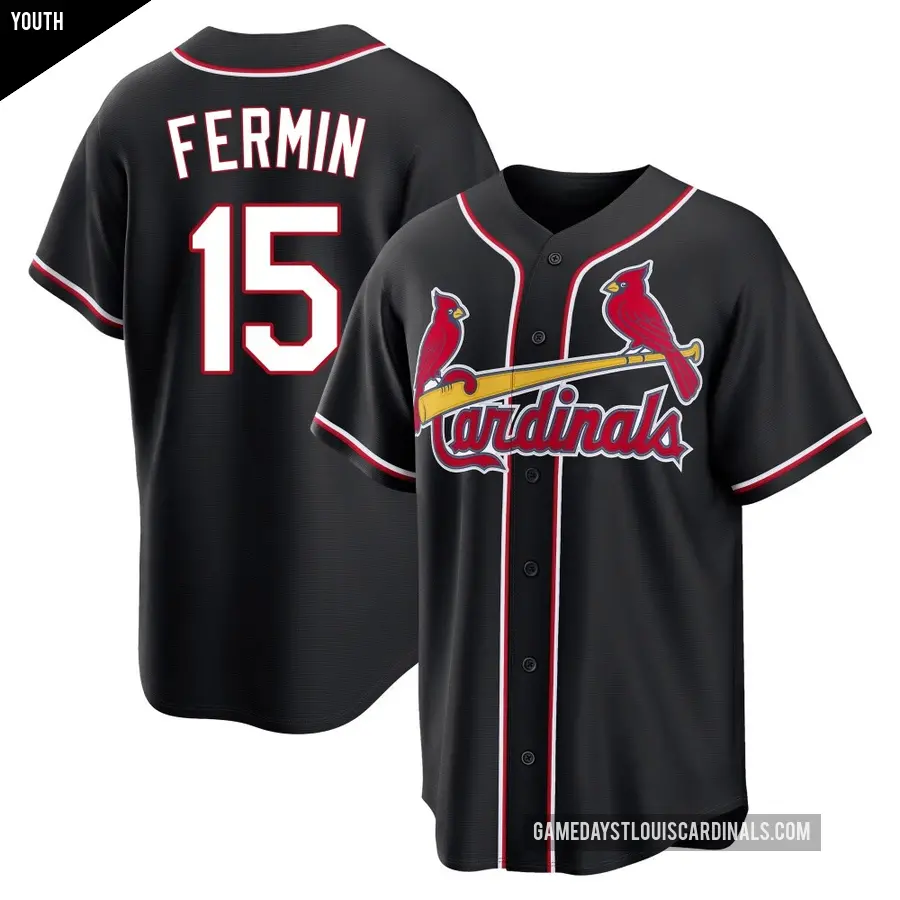 Youth St. Louis Cardinals ＃15 Jose Fermin Replica Black Fashion Out Jersey