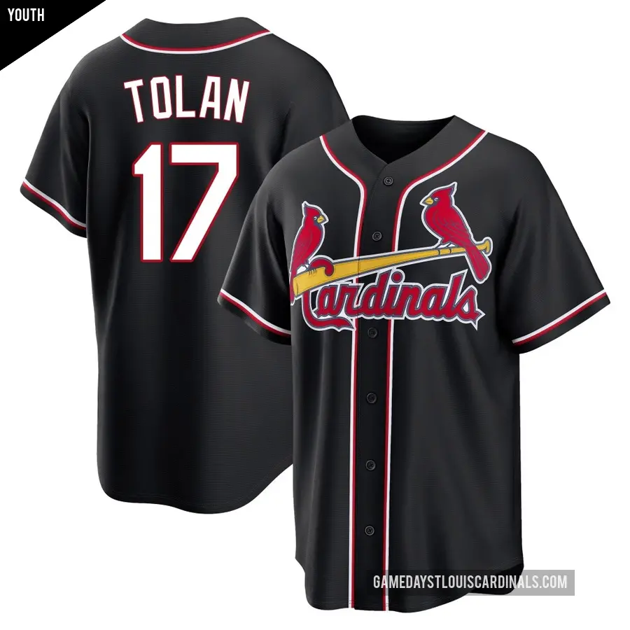 Youth St. Louis Cardinals ＃17 Bobby Tolan Replica Black Fashion Out Jersey
