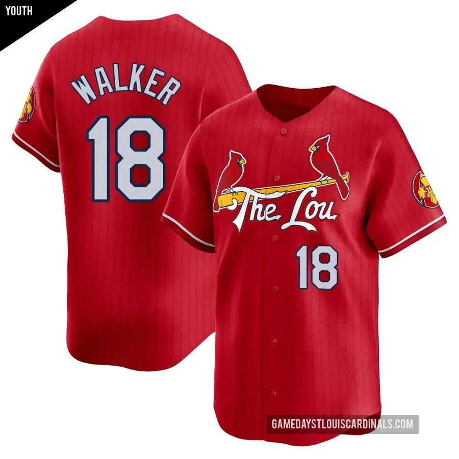 Youth St. Louis Cardinals ＃18 Jordan Walker Limited Red 2024 City Connect Jersey