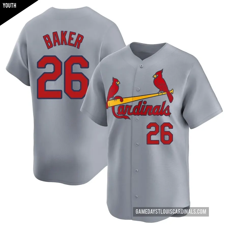 Youth St. Louis Cardinals ＃26 Luken Baker Limited Gray Away Jersey