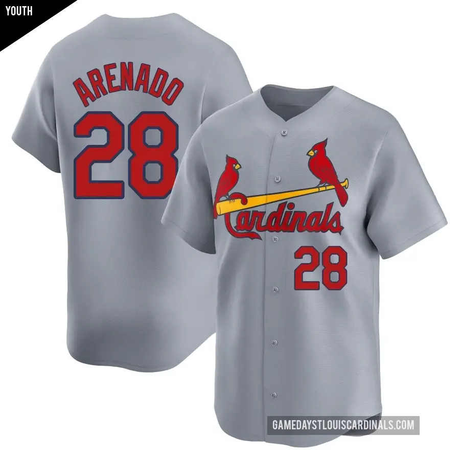 Youth St. Louis Cardinals ＃28 Nolan Arenado Limited Gray Away Jersey
