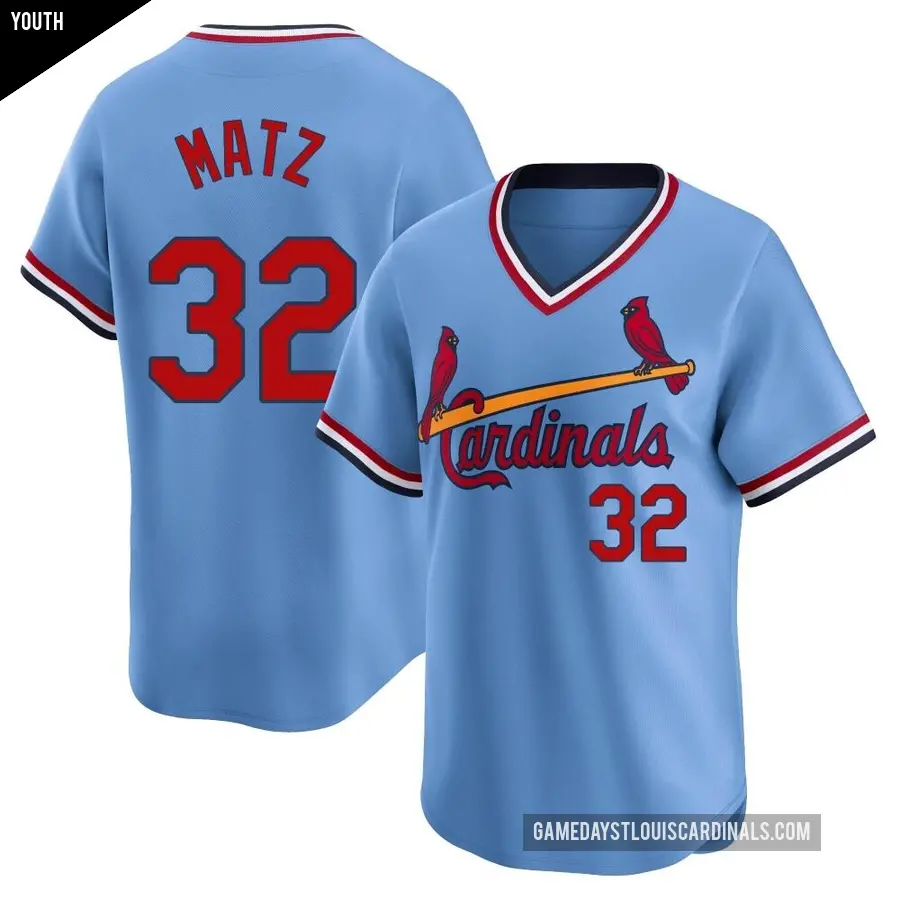 Youth St. Louis Cardinals ＃32 Steven Matz Limited Light Blue Cooperstown Collection Jersey