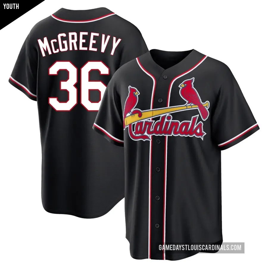 Youth St. Louis Cardinals ＃36 Michael McGreevy Replica Black Fashion Out Jersey