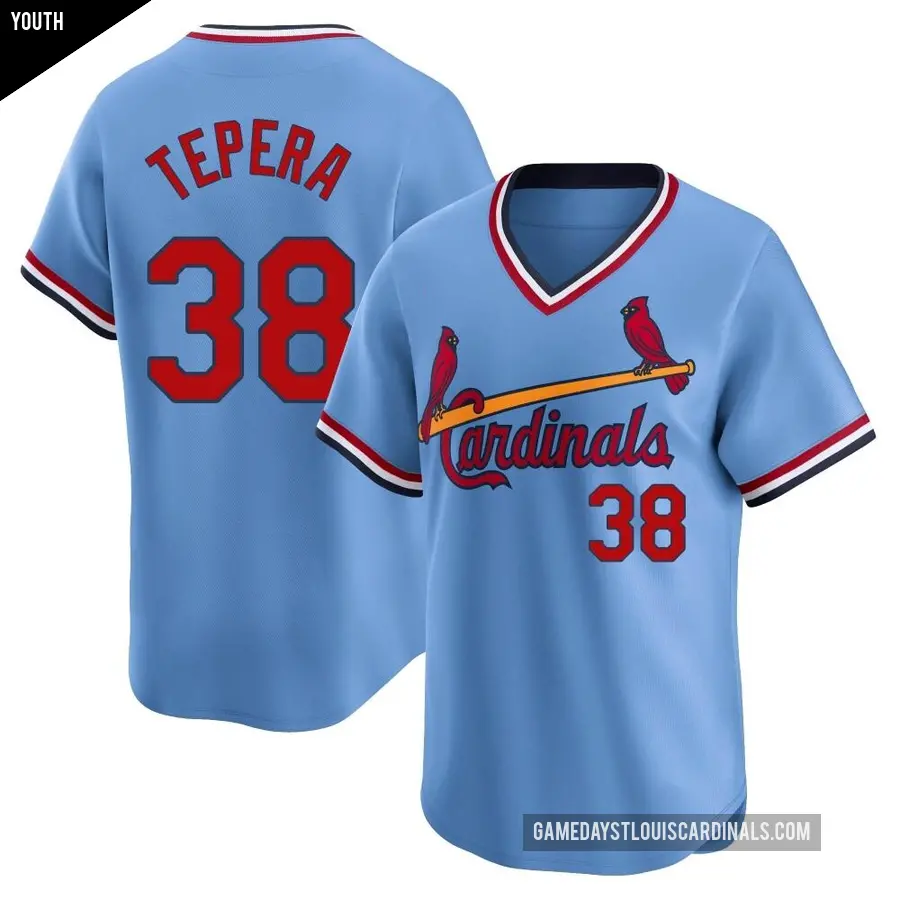 Youth St. Louis Cardinals ＃38 Ryan Tepera Limited Light Blue Cooperstown Collection Jersey