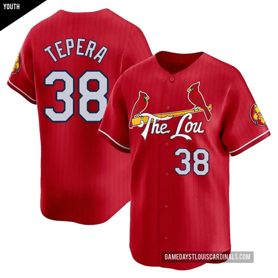 Youth St. Louis Cardinals ＃38 Ryan Tepera Limited Red 2024 City Connect Jersey