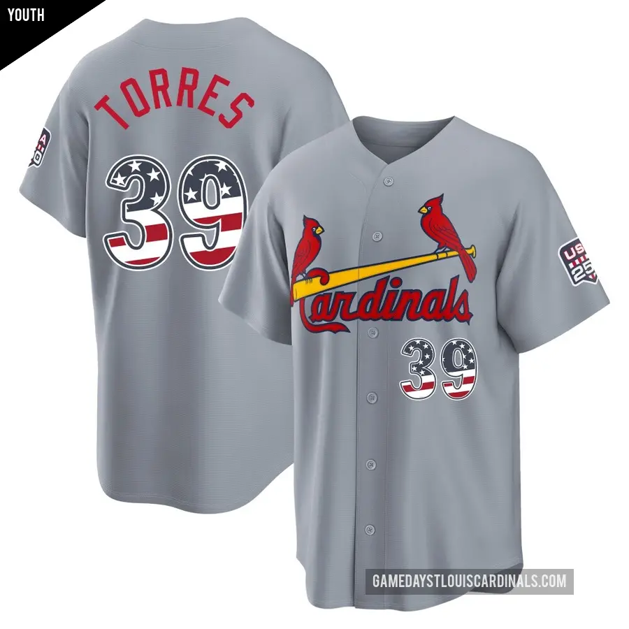 Youth St. Louis Cardinals ＃39 Bryan Torres Limited Gray USA 250 Fourth Of July Road Stadium Jersey