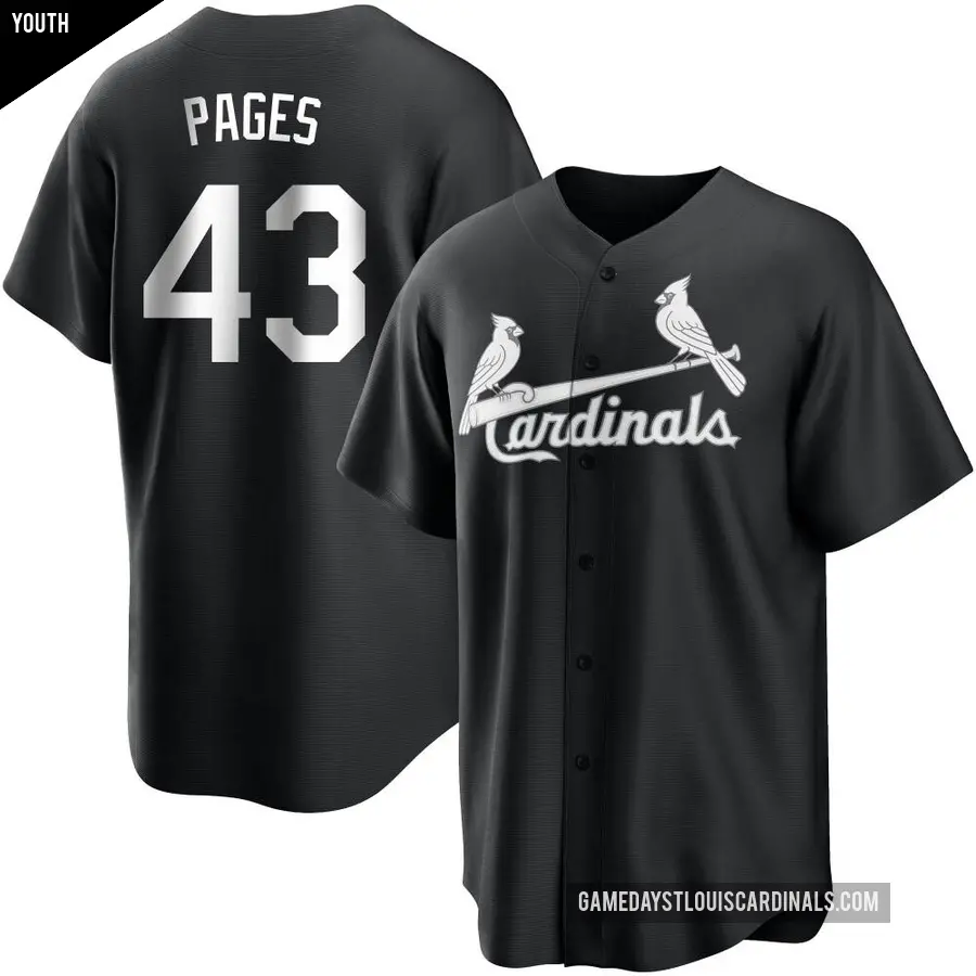 Youth St. Louis Cardinals ＃43 Pedro Pages Replica Black/White Jersey