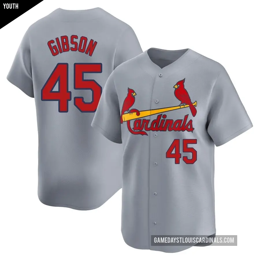 Youth St. Louis Cardinals ＃45 Bob Gibson Limited Gray Away Jersey