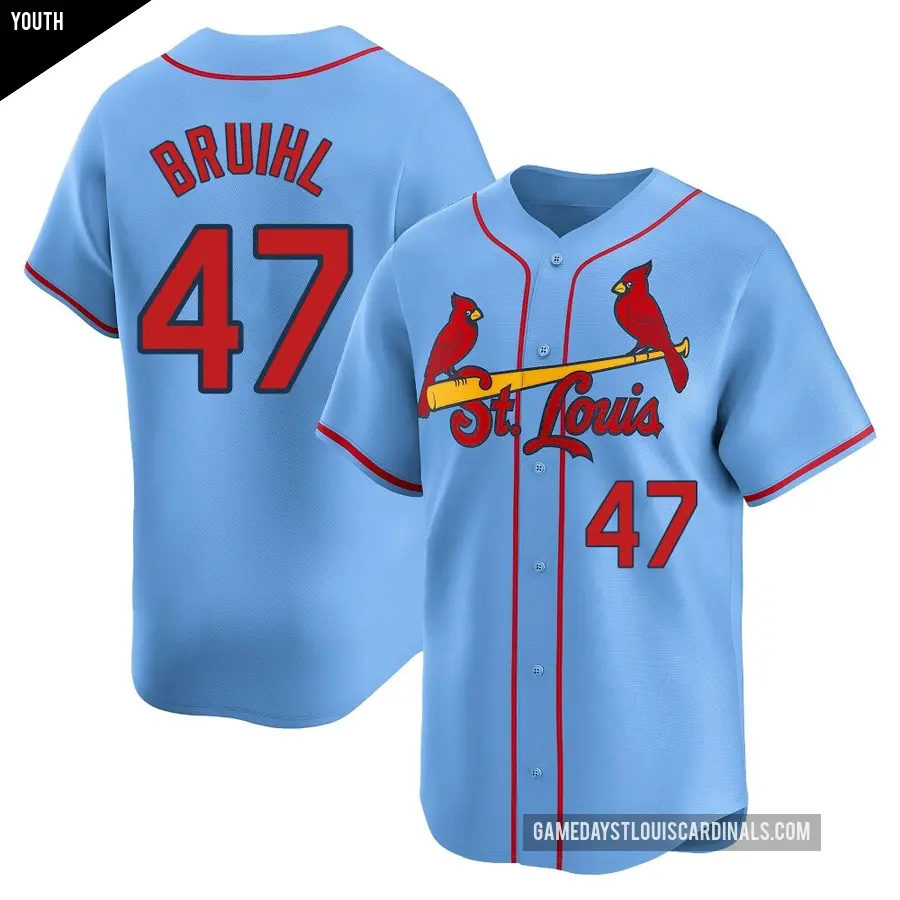 Youth St. Louis Cardinals ＃47 Justin Bruihl Limited Light Blue Alternate Jersey