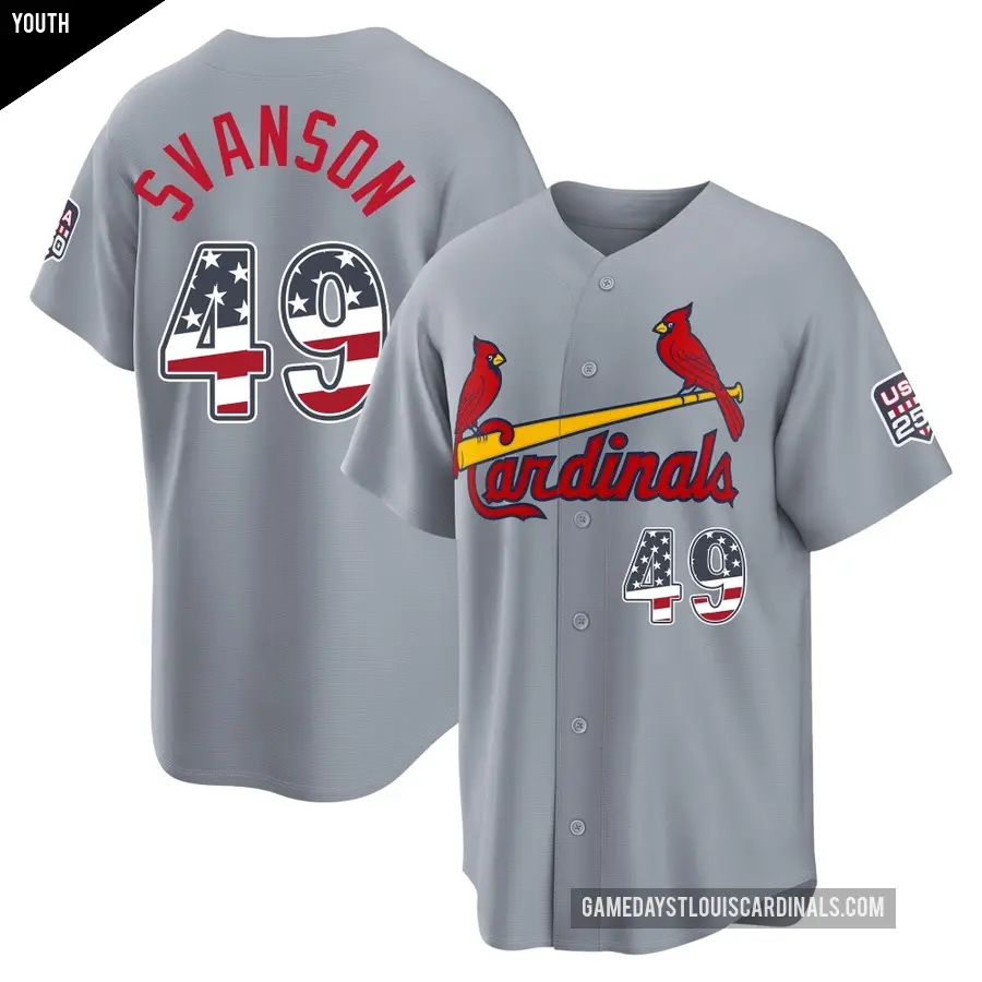 Youth St. Louis Cardinals ＃49 Matt Svanson Limited Gray USA 250 Fourth Of July Road Stadium Jersey