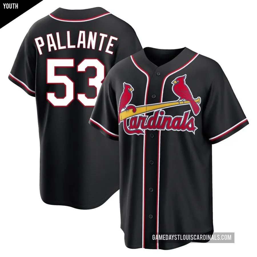 Youth St. Louis Cardinals ＃53 Andre Pallante Replica Black Fashion Out Jersey