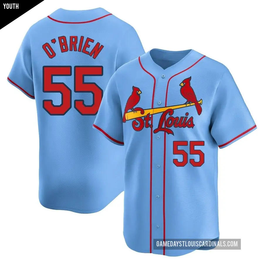 Youth St. Louis Cardinals ＃55 Riley O'Brien Limited Light Blue Alternate Jersey