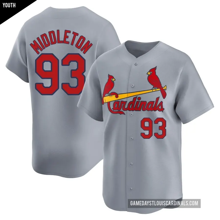Youth St. Louis Cardinals ＃93 Keynan Middleton Limited Gray Away Jersey